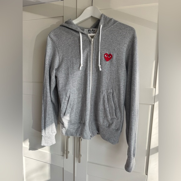 Comme Des Garçons Play Gray Heart Zip Hoodie